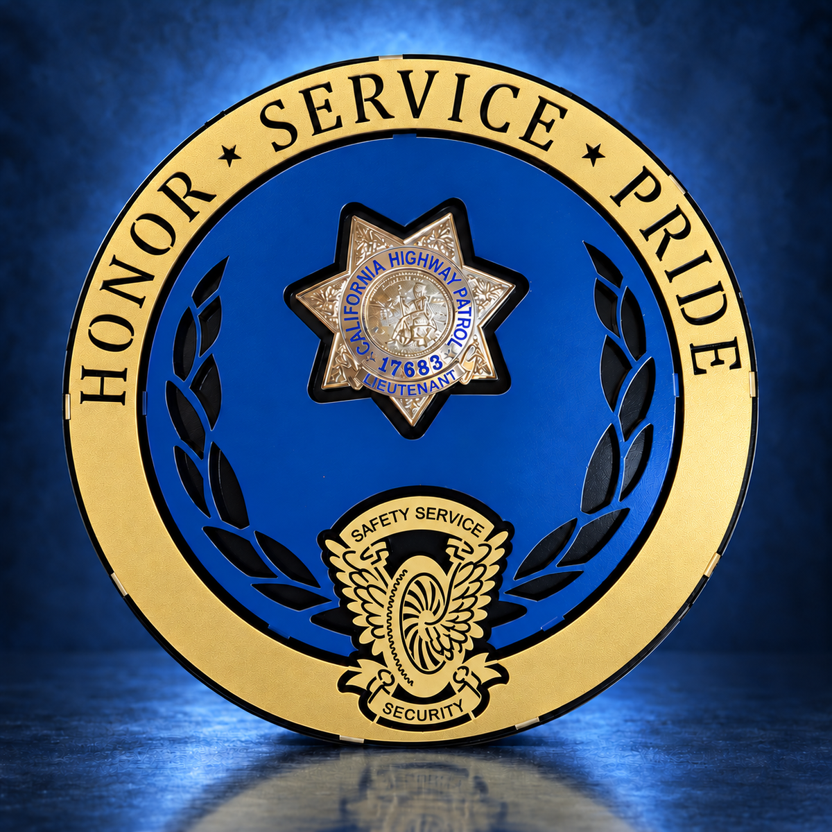 IRONiNK Badge Display: California Highway Patrol Honor Service Pride layered metal display
