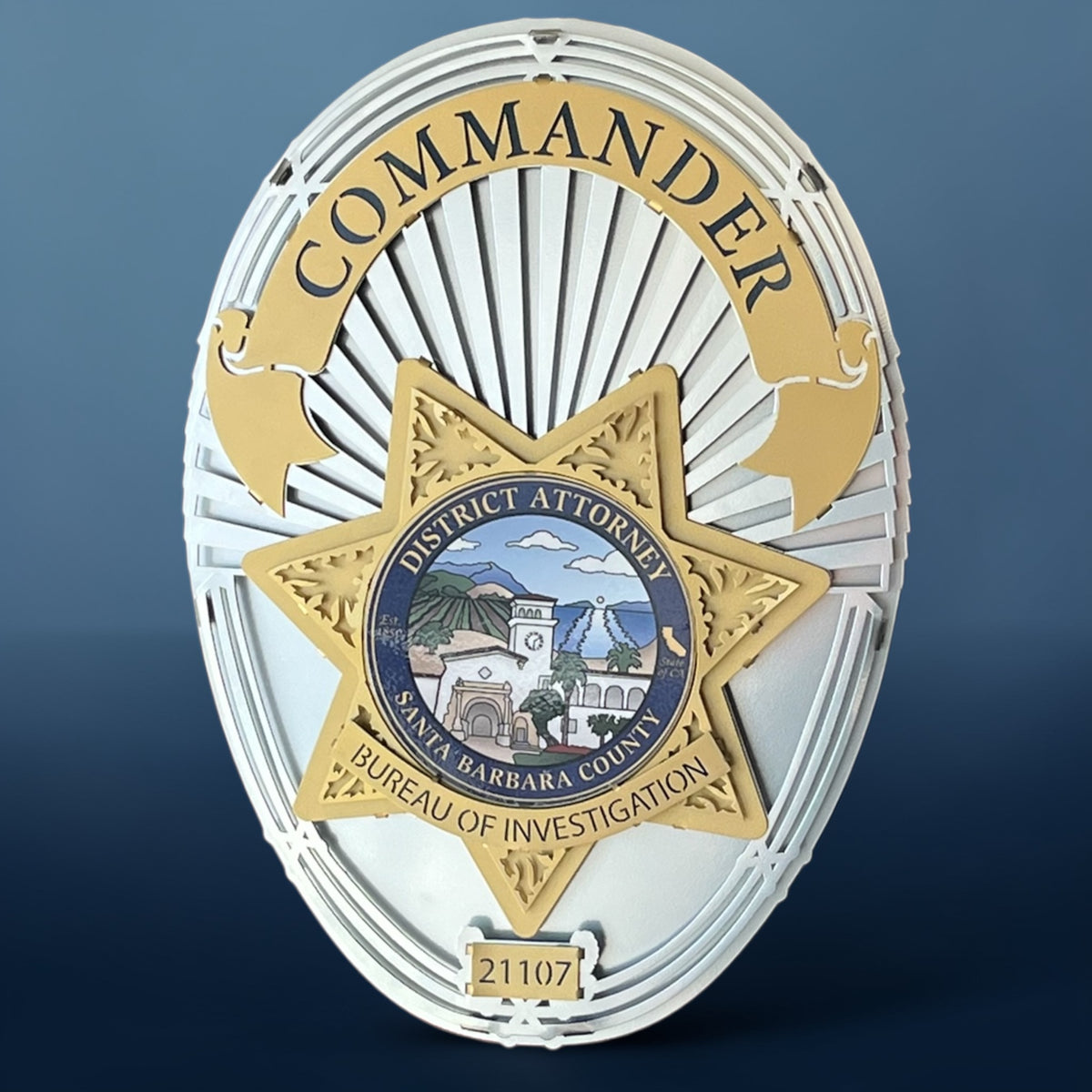 Santa Barbara County DA Investigator Badge powder-coated aluminum sign detail 4
