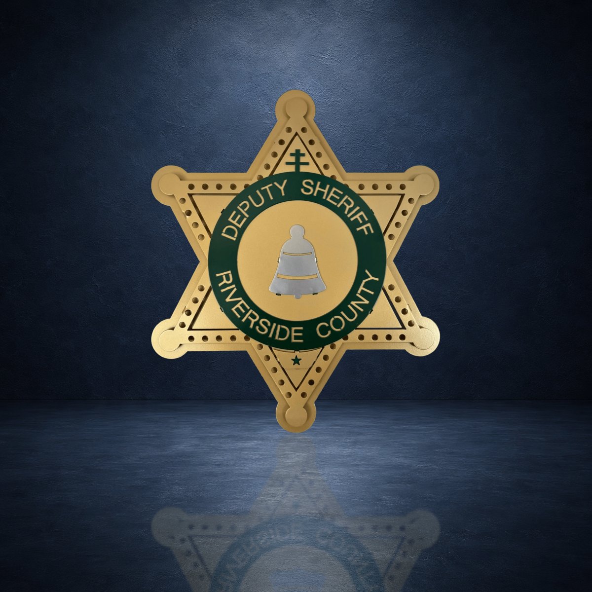 Sheriff star against a dark blue studio background, Riverside County Sheriff Star by IRONiNK.