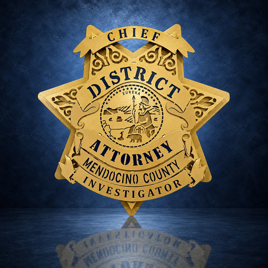 Mendocino County DA Investigator Star handcrafted aluminum sign by IRONiNK