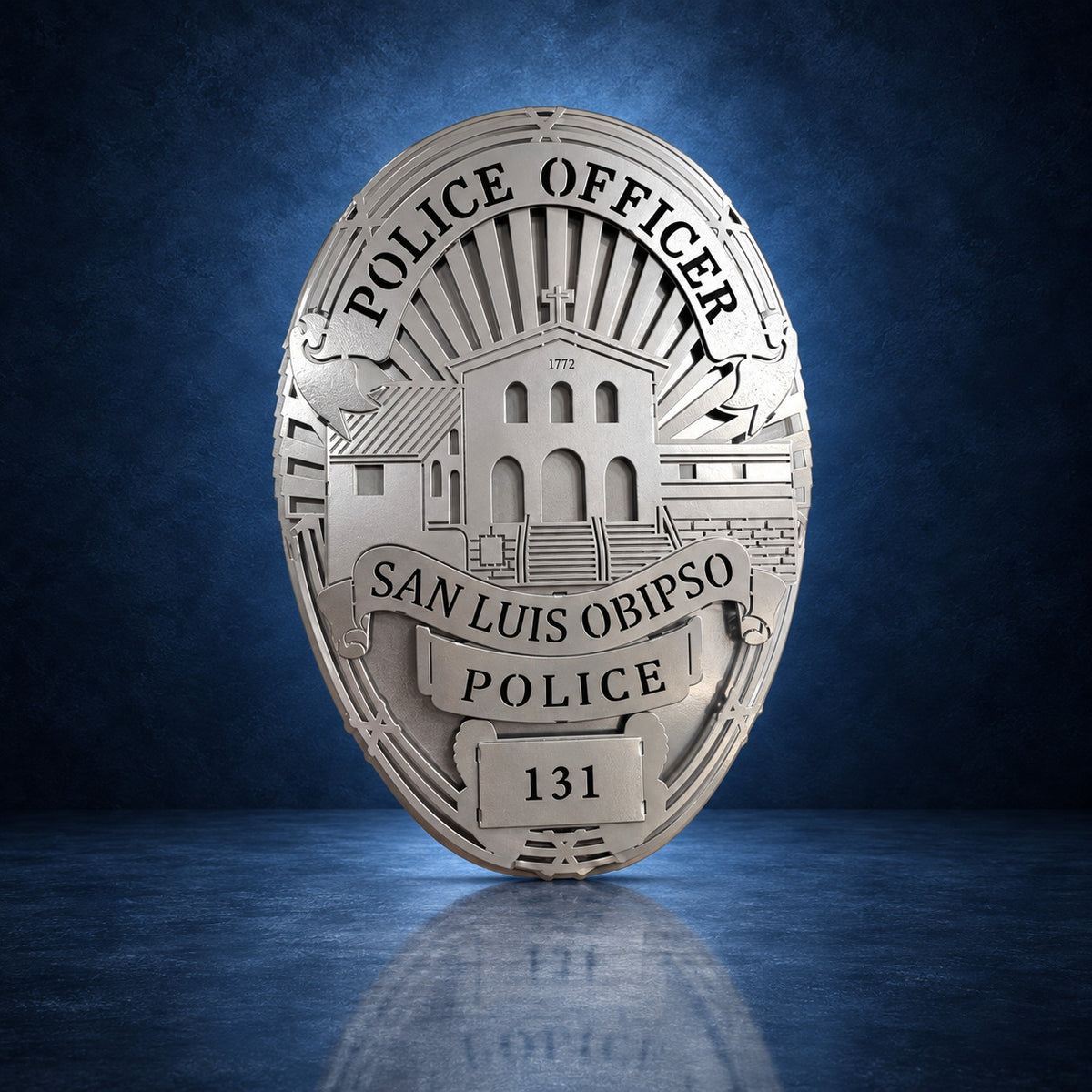 San Luis Obispo Police Department handcrafted aluminum sign by IRONiNK
