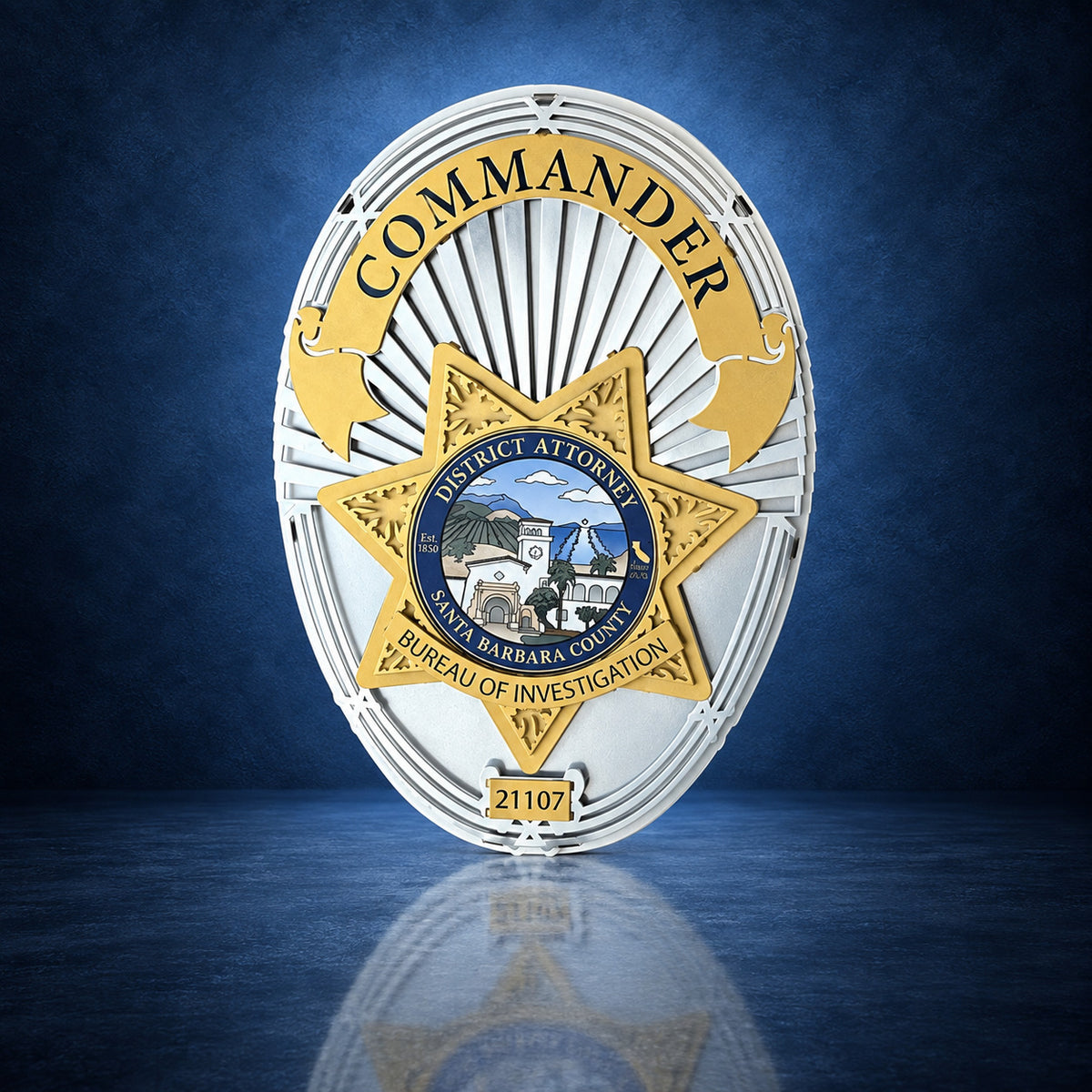 Santa Barbara County DA Investigator Badge handcrafted aluminum sign by IRONiNK