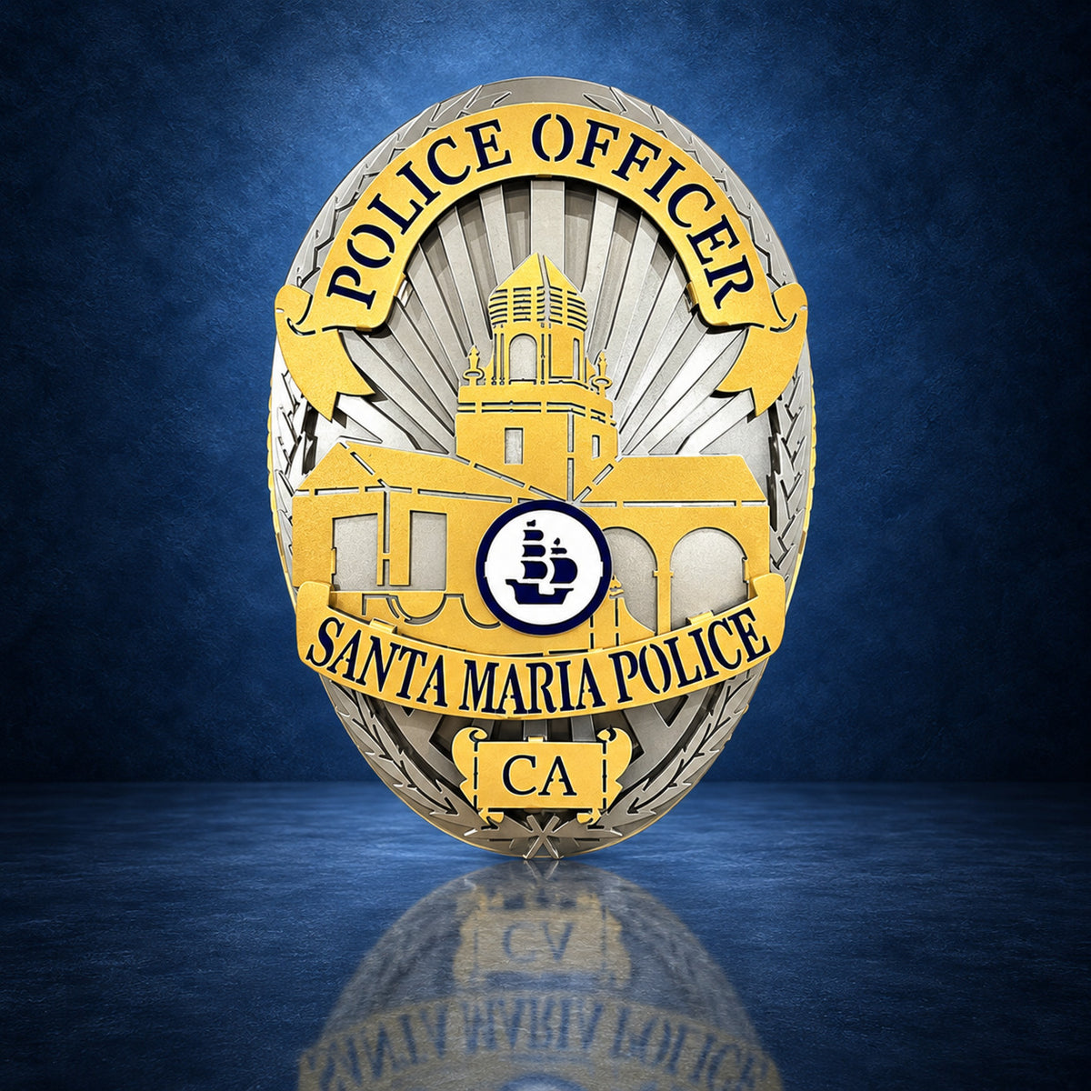 Santa Maria Police Badge handcrafted aluminum sign by IRONiNK