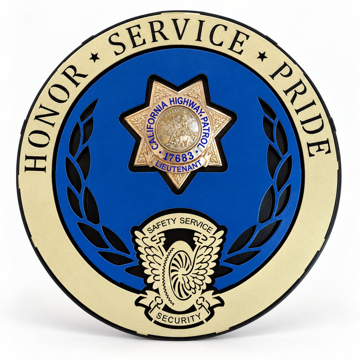 Badge Display CHP (No Bottom Rocker): front view on a white background.