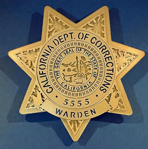 Close-up of California seal and warden lettering, California Department of Corrections Star by IRONiNK.