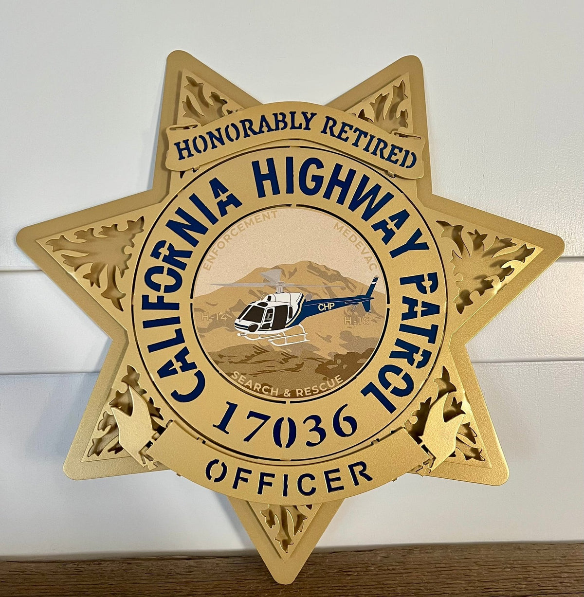 Retired officer star with helicopter center, California Highway Patrol Star by IRONiNK.