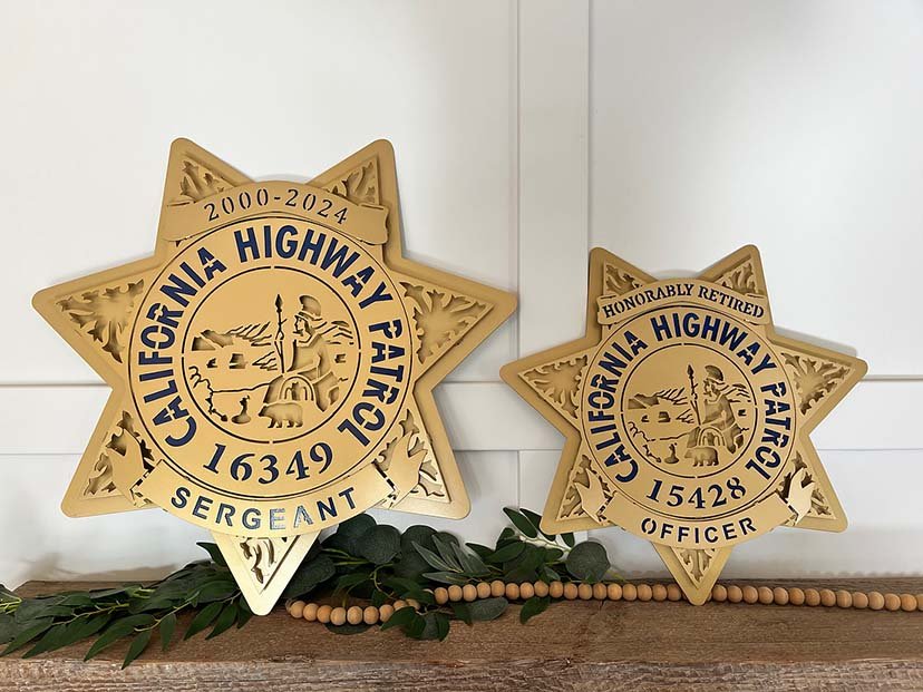 Two personalized CHP stars in different sizes, California Highway Patrol Star by IRONiNK.