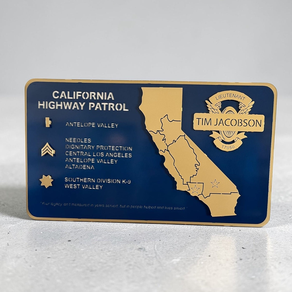 Personalized CHP career plaque mounted on a wall, Career Path - Large by IRONiNK.