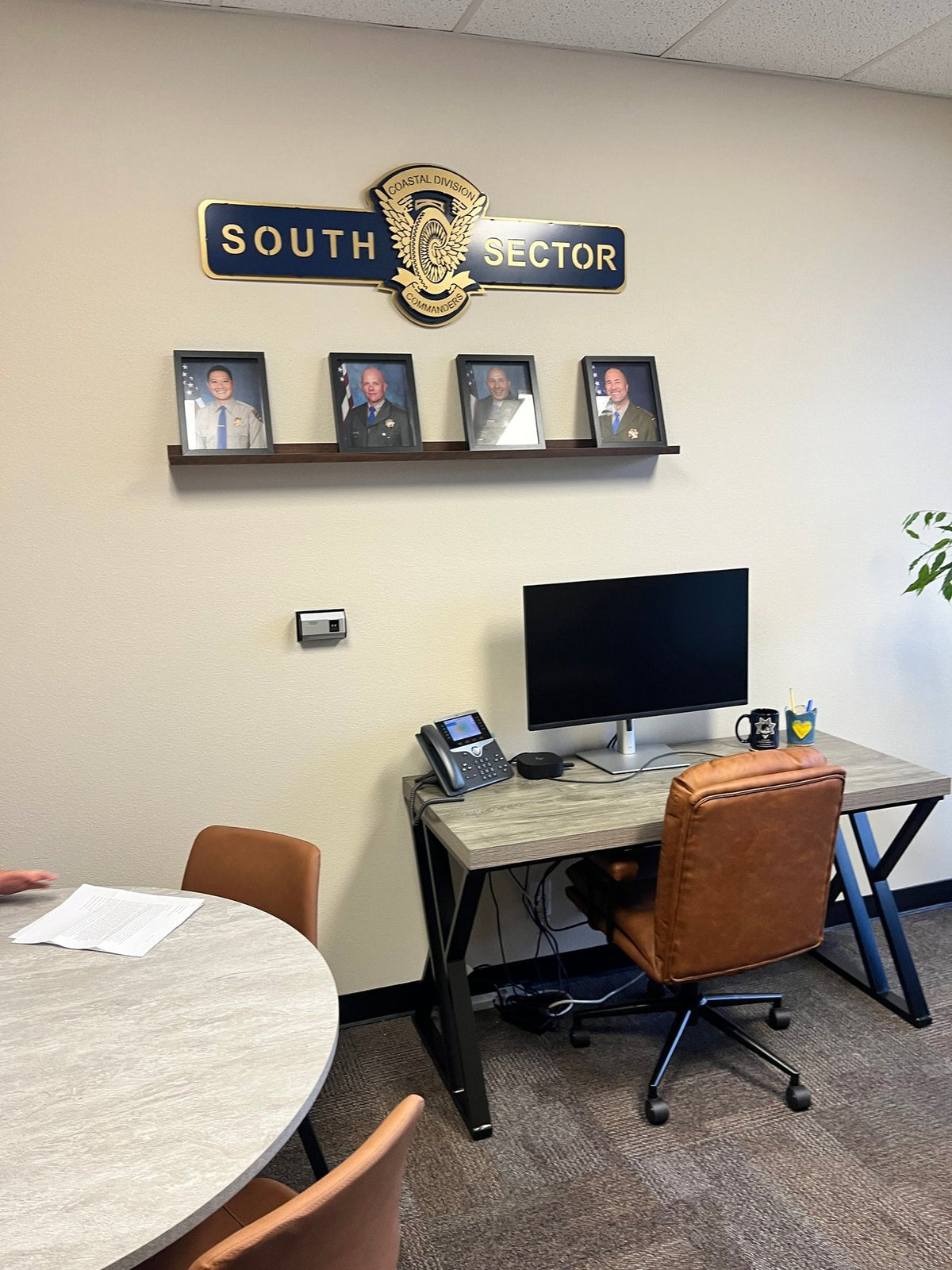 South Sector wing and wheel sign mounted in an office, CHP Large Wing and Wheel by IRONiNK.