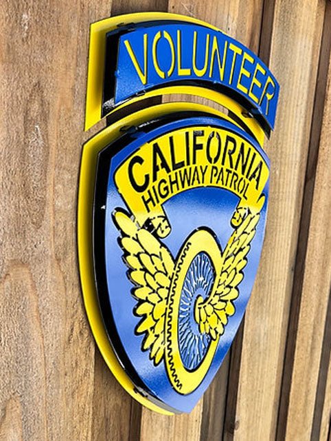 Angled view of raised volunteer patch layers, CHP Non-Uniform Sign by IRONiNK.