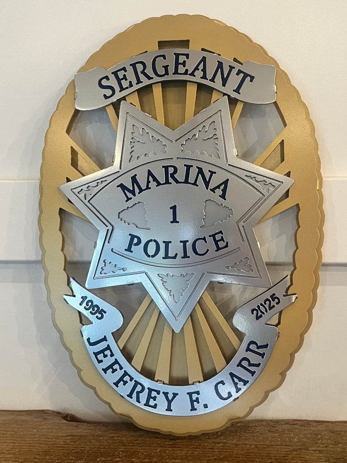 Close-up of sergeant lettering and center star, Marina Police Department by IRONiNK.
