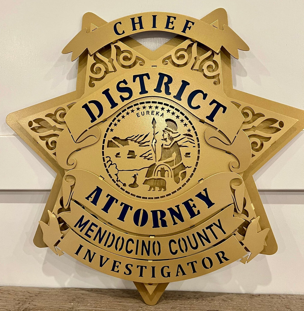 Front view of gold investigator star, Mendocino County DA Investigator Star by IRONiNK.