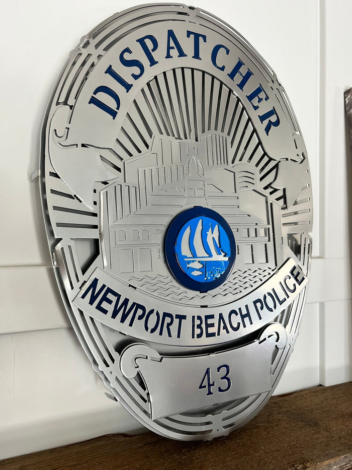 Angled view showing raised silver layers, Newport Beach Police Department Badge by IRONiNK.