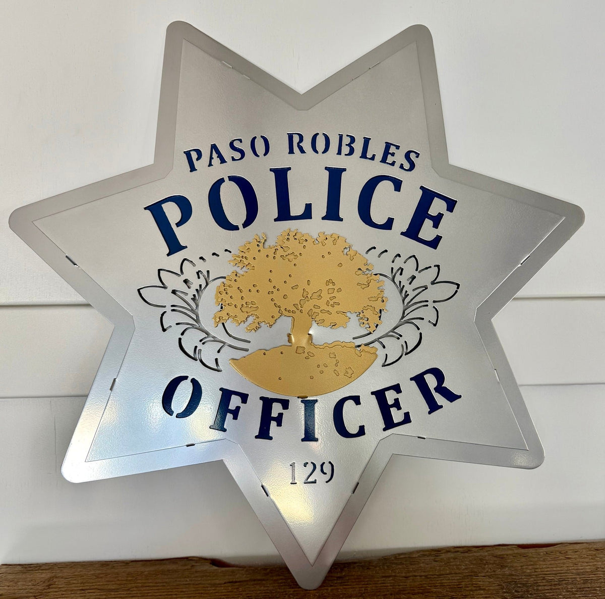 Close-up of city seal and officer lettering, Paso Robles Police Badge by IRONiNK.