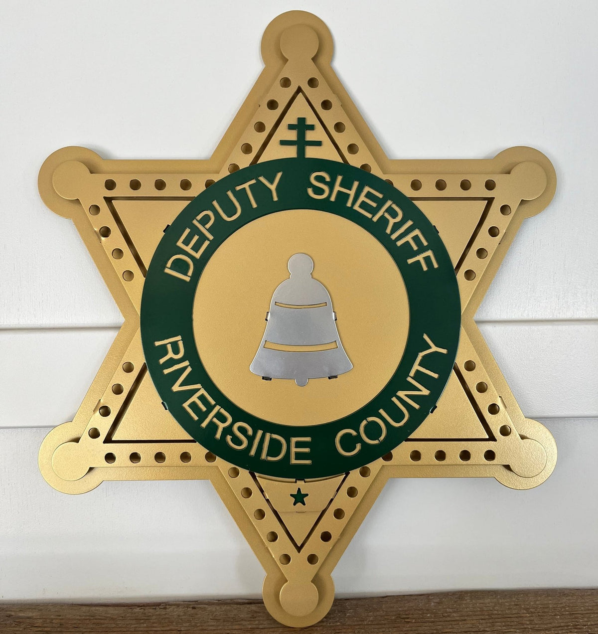 Close-up of green center and county seal, Riverside County Sheriff Star by IRONiNK.