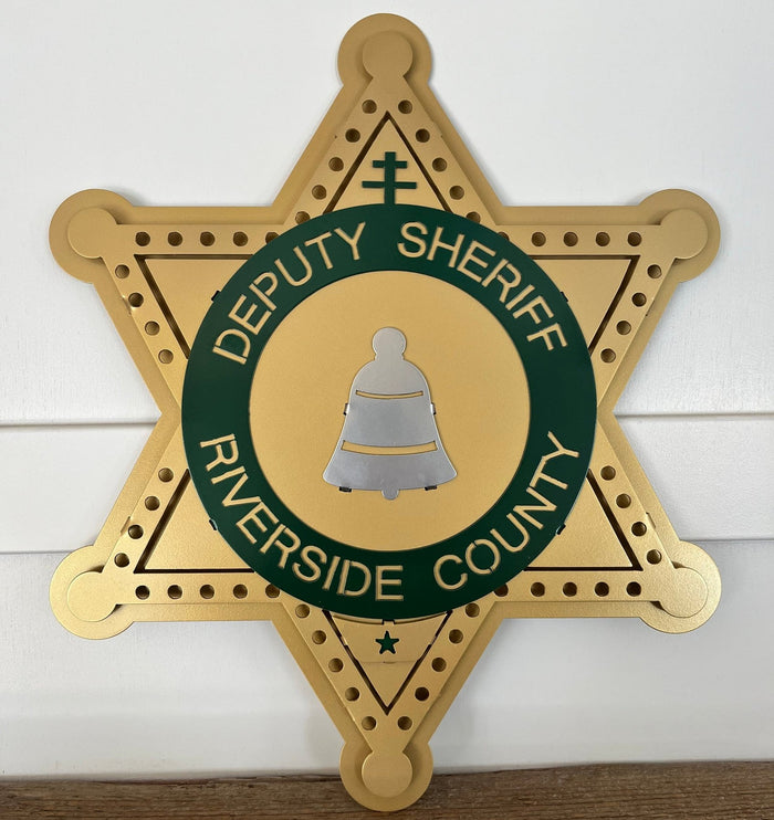 Close-up of green center and county seal, Riverside County Sheriff Star by IRONiNK.