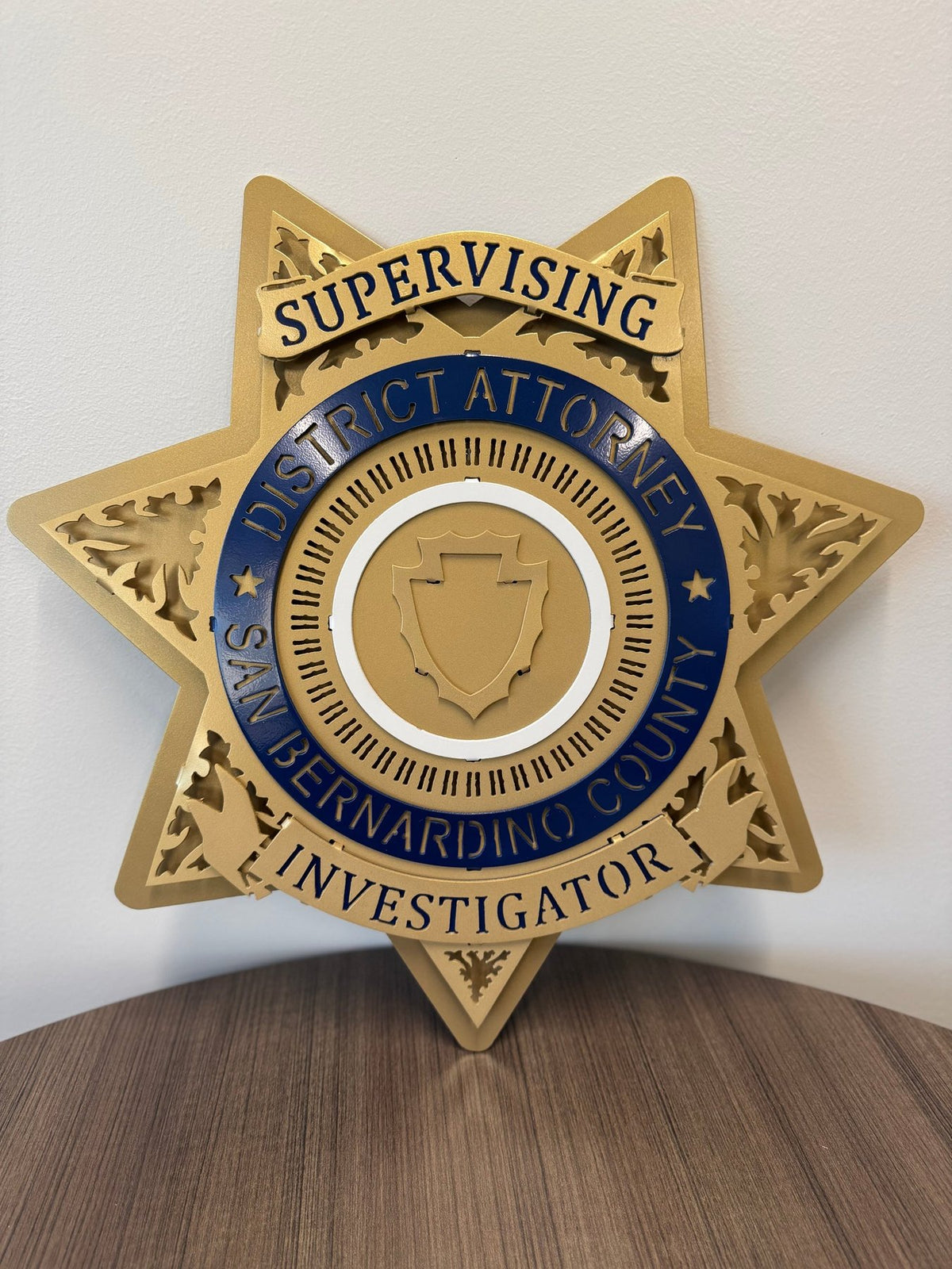 Close-up of supervising investigator lettering, San Bernardino County DA Star by IRONiNK.