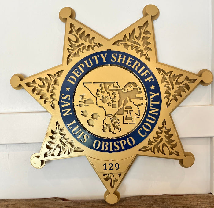 Close-up of gold star and badge number, San Luis Obispo County Sheriff Star by IRONiNK.
