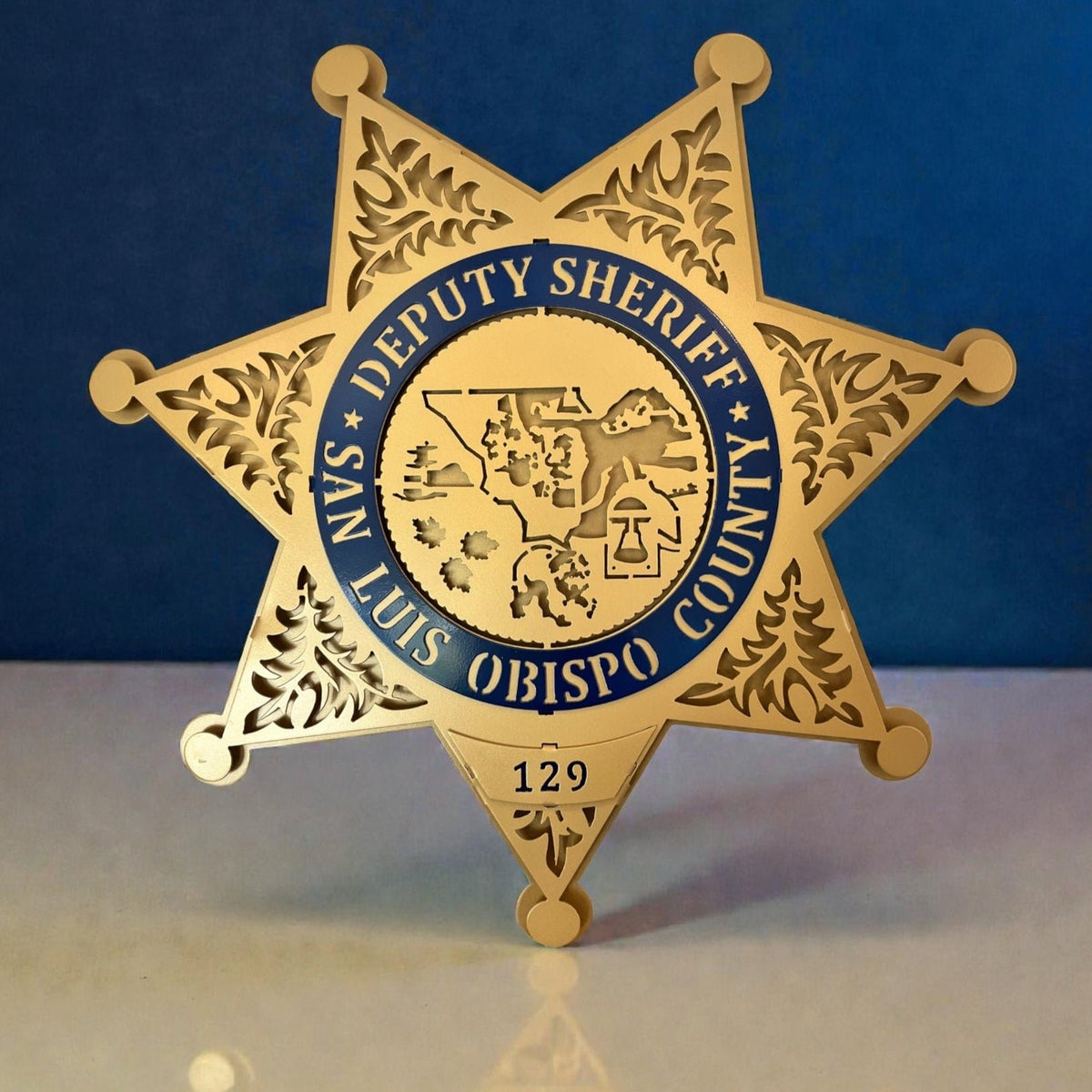 Front view of county seal and blue ring, San Luis Obispo County Sheriff Star by IRONiNK.