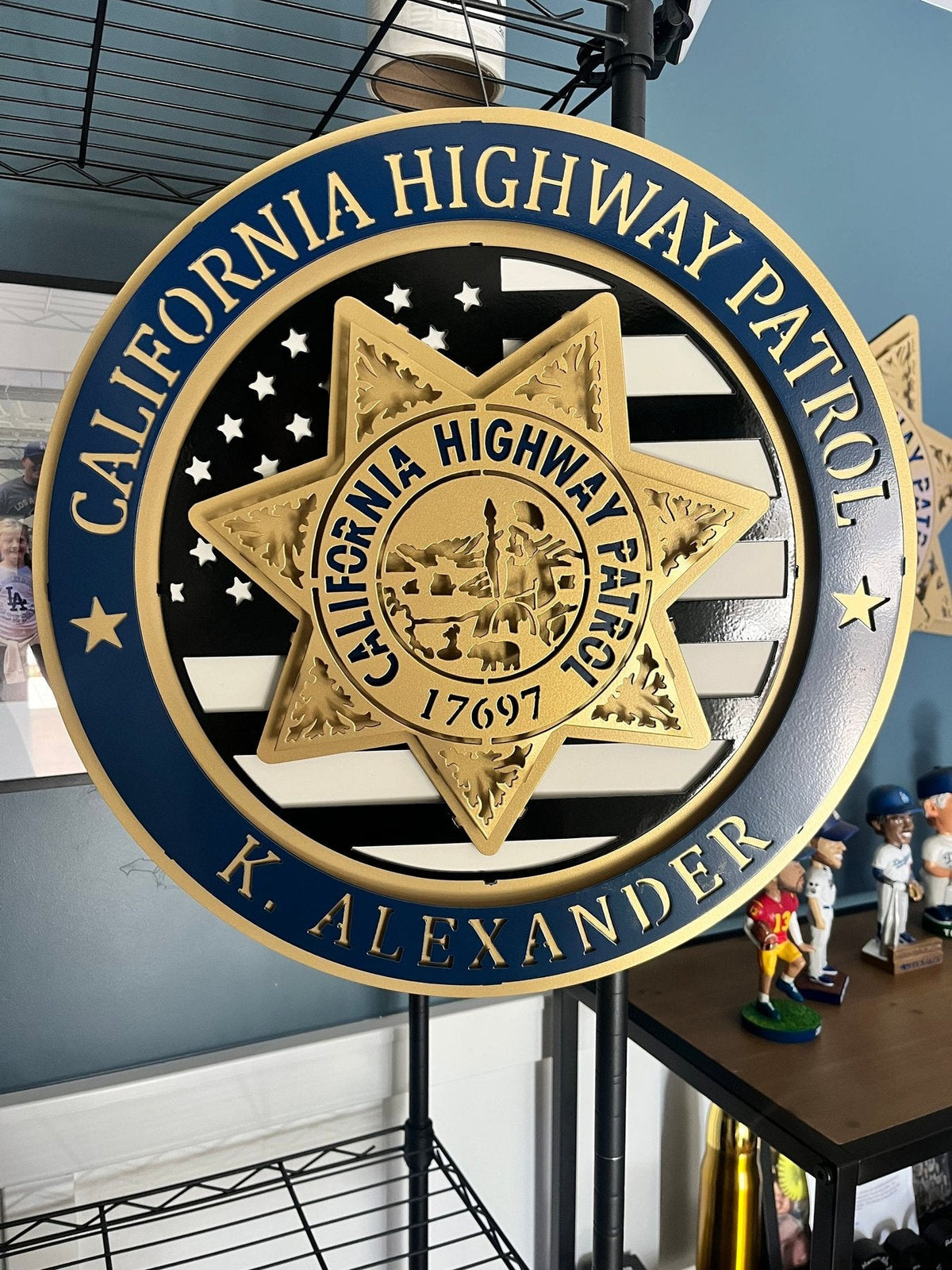Tribute Sign: angled view of CHP tribute displayed on a stand.