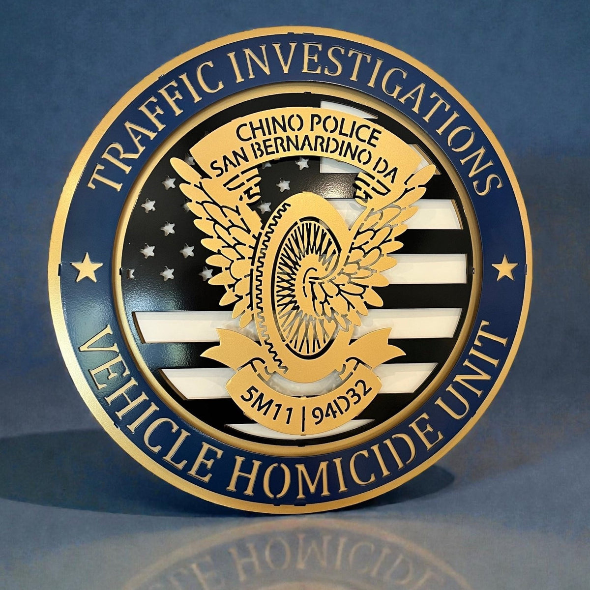 Tribute Sign: Chino traffic investigations wing and wheel tribute.